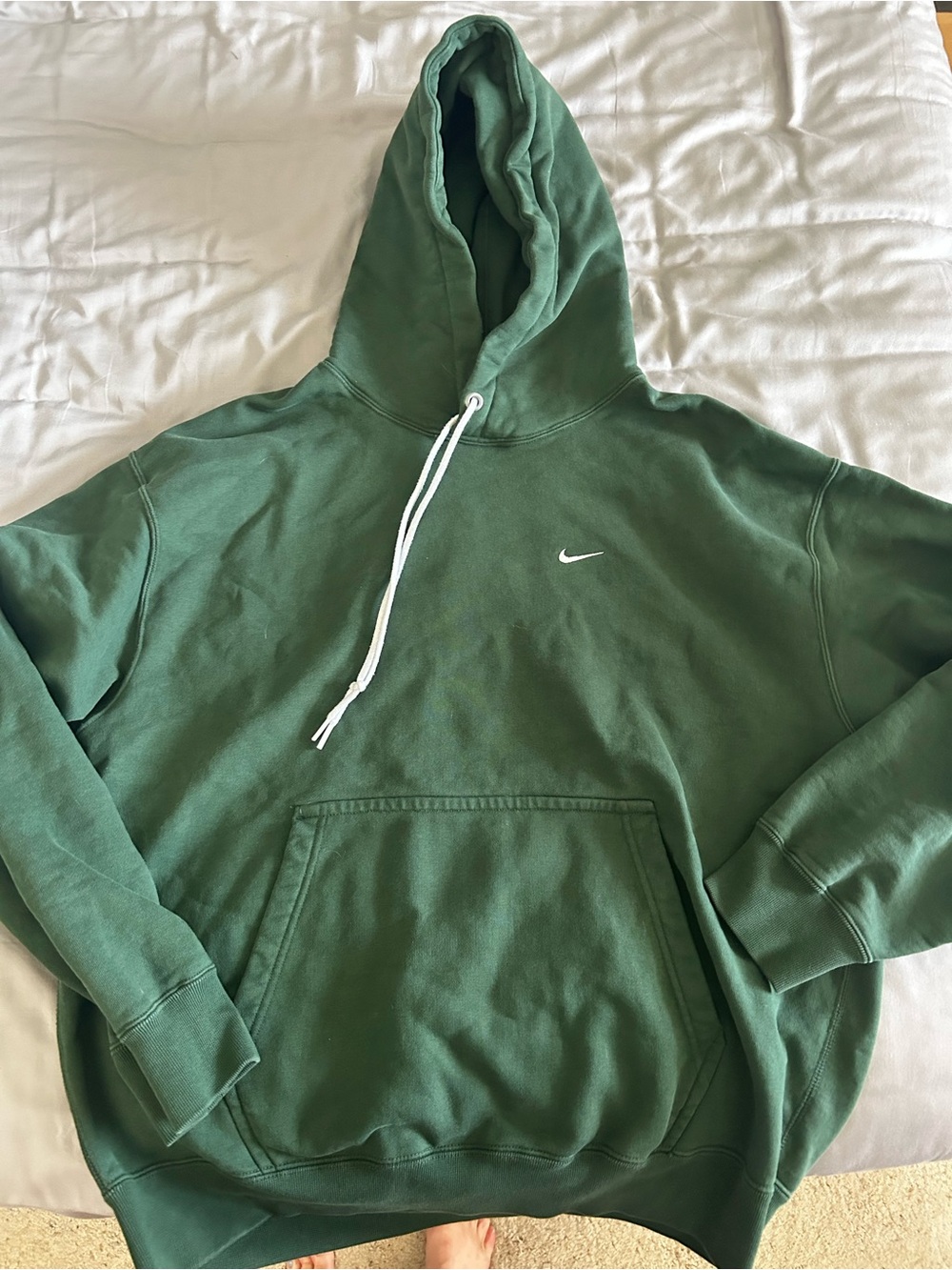 Nike Dark Green Pullover Hoodie with White Swoosh